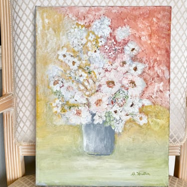Oil Painting, Floral Still Life, Textural, Artist Signed, 70s 80s Original Art 