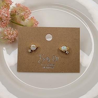 PLANET OPAL CZ STUD EARRINGS.