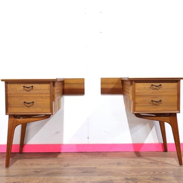 Mid Century Modern Vintage Alfred Cox Nightstands Bed Side End Tables Danish Style 