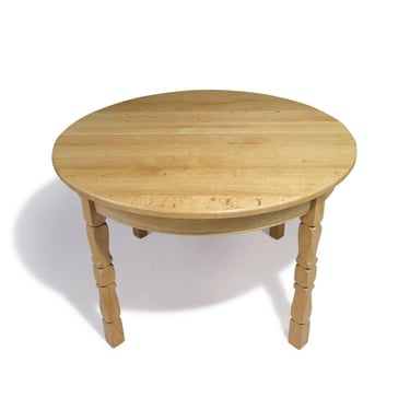 Henning Kjærnulf Scandinavian Solid White Oak Round Dining Table with Leaves