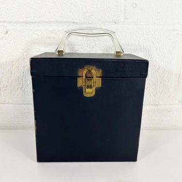 Vintage Black 45 Box Amfile Platter-pak Records Record Case Holder Storage Mid-Century Retro Vinyl RPM 7 inch 