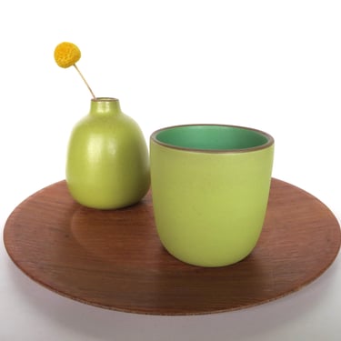 Vintage Heath Ceramic Planter Cup in Grove and Evergreen Glaze 