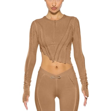 ASYMMETRIC LONG SLEEVE TEE IN CLAY RIB