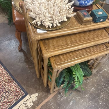 Set of Vintage Bamboo Nesting tables . In store pick up only