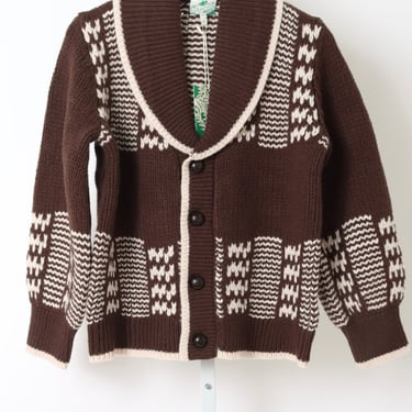 The Chalet Cardigan Sweater - Walnut & Cream