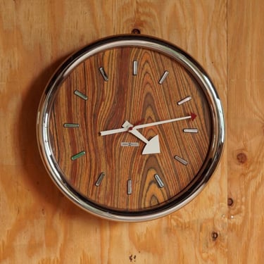 Orignal 1970s Howard Miller Zebrawood Wall Clock 