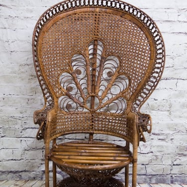Vintage Bohemian Peacock Wicker Chair 