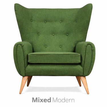 Maple Mid Century Green Lounge Chair 