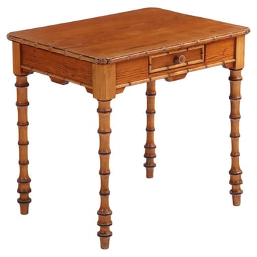 A French Faux Bamboo Pine and Maple Side Table, C. 1880.