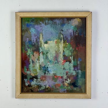 Vintage Framed Original Oil On Board Abstract Painting by New York Artist Aldo Rubano 