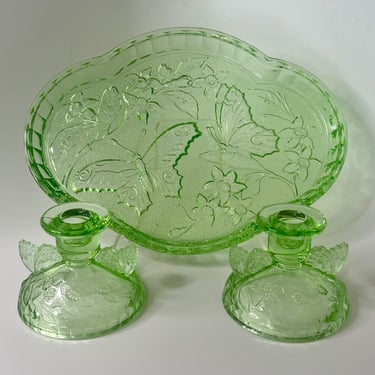 1930s Art Deco Butterflies Dresser Set - No Glow 