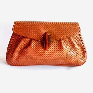 Vintage Susan Gail weave embossed leather purse clutch 
