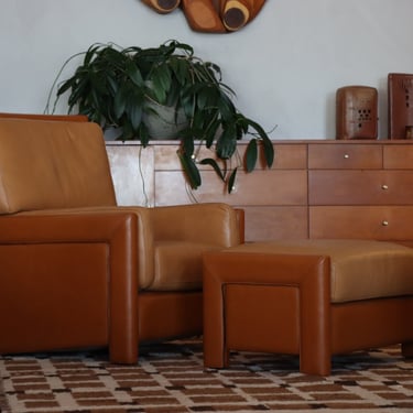 Roche Bobois Leather Chair and Ottoman
