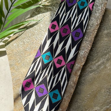 90s Versace V2 Geometric Silk Tie
