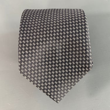 THEORY One Size Black White Dots Silk Jacquard Skinny Tie