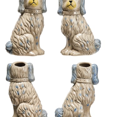 Dog Stoneware Vase, Grey
