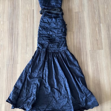 BCBGMAXAZRIA Gown Mermaid Fit Flare Dress Strapless Blue XS Formal Whimsigoth Glam Y2K Prom 