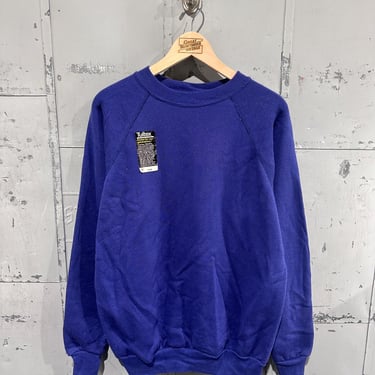 Vintage 80s Tultex Brand NWT Blurple Cotton Blend Raglan Blank Essential Layering Sweatshirt Large 