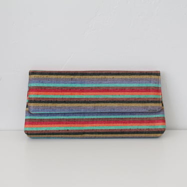 Vintage Striped Clutch Purse, Retro 70s Envelope Bag 