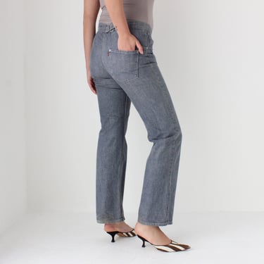 Y2K Unisex LEVIS Grey Wash Denim Millennium Back Buckle Jeans 