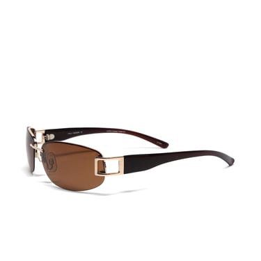 Vintage Late 90s Polarized Frameless Brown Lens Deadstock Sunglasses 