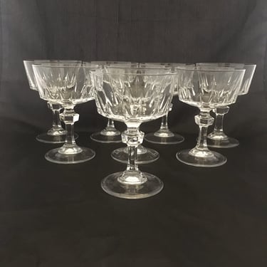 Set of 2 Art Deco Vintage Princess House Esprit Cut Crystal Coupe Cocktail Glasses 