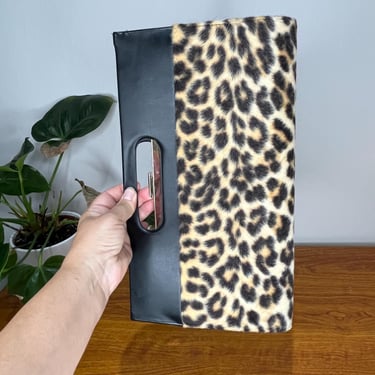 The Clutch Club - Vintage 1950s 1960s Faux Fur Leopard XL Clutch Purse 