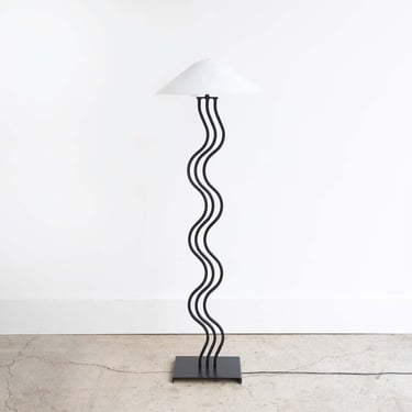 Alsy Postmodern Squiggle Floor Lamp Memphis Style | Original Shade | 1980 