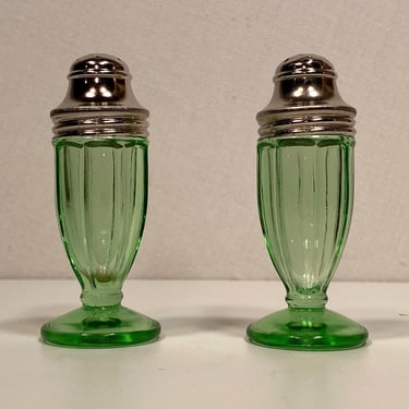 Hazel Atlas Uranium Glass Salt & Pepper Set 