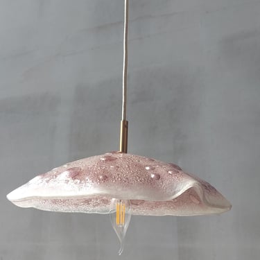 Handmade Pink Murano Glass Pendant Light —  Art Glass Ceiling Lamp, Textured Bubble Shade, Modern Vintage Lighting, Statement Glass Lamp 