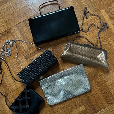 Vintage Formal Mini Purse, Silver and Copper Chainmail Clutch, Mini Black Velvet Purse, Silver Bronze Black Purse, Microbag, Crossbody 