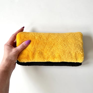 Vintage Fur Mink Purse Sheared Mink Clutch Yellow 