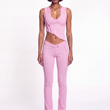 ASYMMETRIC TEYANA TANK IN PALE PINK ECO RIB