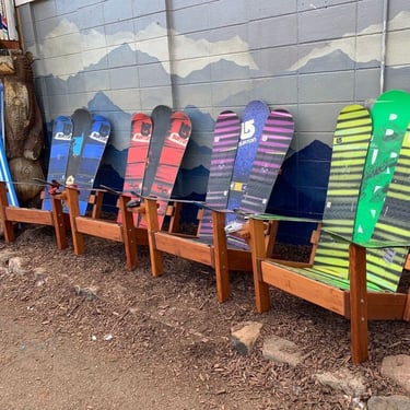 Set of 4 - Custom Snowboard Chairs - made with original skis- Save when you buy a set!  Cool snowboards Custom Set Up 