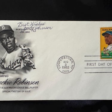 JACKIE ROBINSON First Day Issue Black Heritage Stamp/Envelope w/Judy Johnson autograph (Negro League) 