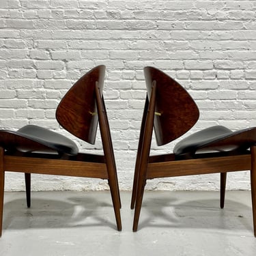 Pair of Mid Century Modern CLAM CHAIRS by Seymour James Wiener for Kodawood | 1960s Bentwood Walnut Lounge Chairs 