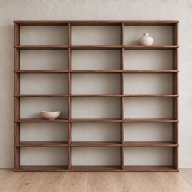 Full wall bookcase in walnut