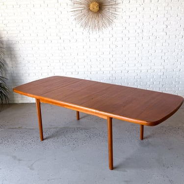 Danish Modern Teak Dining Table with Convenient Flip Out Leaf