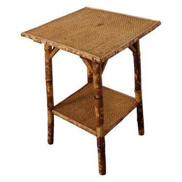 Antique Aesthestic Movement Victorian Burnt Bamboo Tortoise Shell Side Table