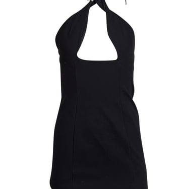 Area - Black Silver Ball Necklace Halter Mini Dress Sz S