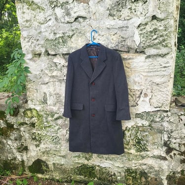 Vintage 1970's Men's Wool and Cashmere Blend Long Overcoat / 38s 