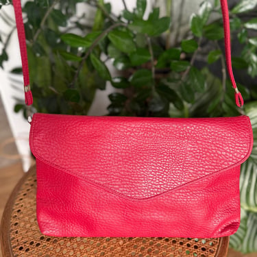 Vintage Red Faux Leather Shoulder Bag | Convertible Clutch 