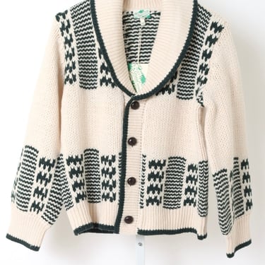 The Chalet Cardigan Sweater - Cream &amp; Forest