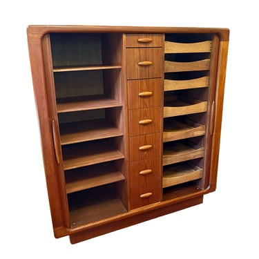 Mega Storage Behemoth! — Danish Teak ‘Gents’ Chest | Dresser w Double Tambour Doors