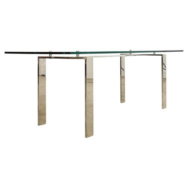 Ralph Lauren Italian Chrome Glass Langham Dining Table