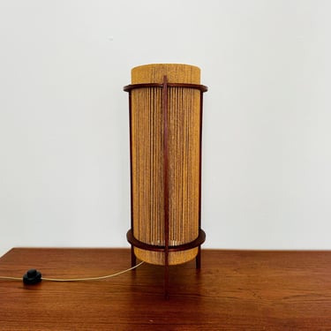 Danish Mid-Century Modern Sisal and Teak Floor or Table Lamp by Ib Fabiansen for Fog and Morup | 1960s 