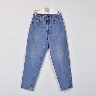 Vintage Levis Jeans, High Waisted Levis 560 Jeans W31, 90s Dad Jeans Medium Wash Faded Worn Distressed High Rise Loose Fit Tapered Leg Jeans 