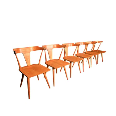Paul Mccobb Maple T Back Dining Chairs Planner Group Set of 6 Mid Century Modern 