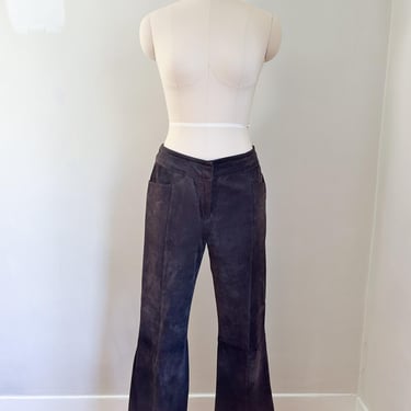 Vintage 2000s Y2K Dark Brown Suede Pants / 31