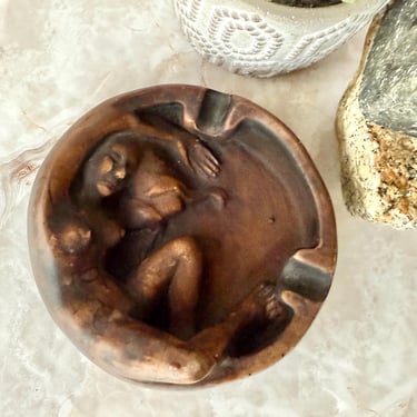 Earth Mother Figure Ashtray, Natural Stone, Sculptural, Dresser Dish, Ash Tray, OOAK Home Decor,  Vintage 